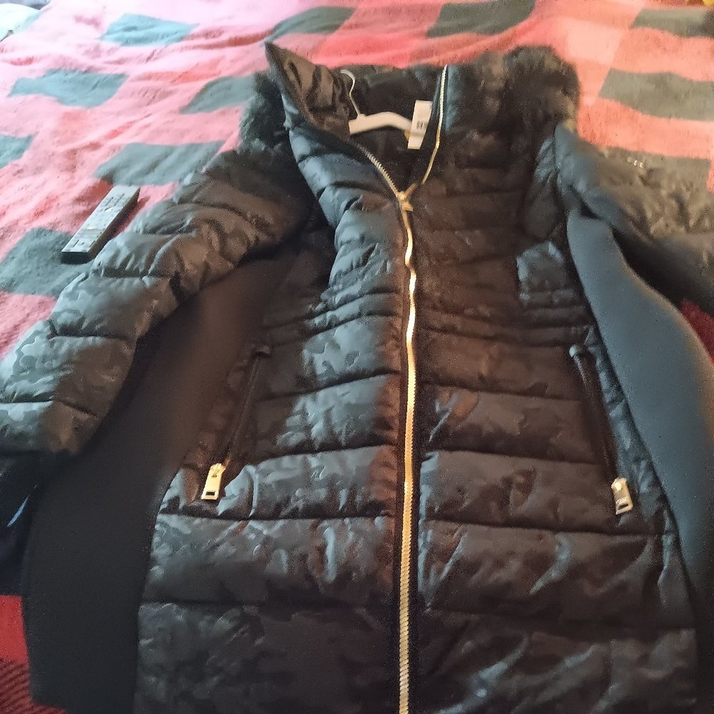 Michael Kors mid size jacket. Black with fake hood jacket.acket.